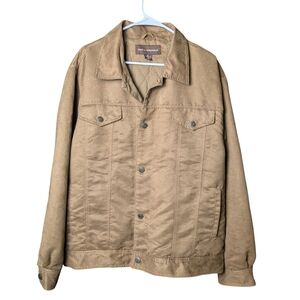 Bit & Bridle Men's Beige Tan Jacket Size XL Coat Buttons Pockets Collar Like New